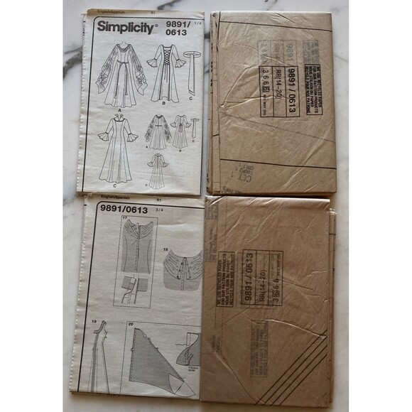 Simplicity Pattern 9891 Halloween Costume Renaissance Dress Size 14-16-18-20 - Picture 5 of 5